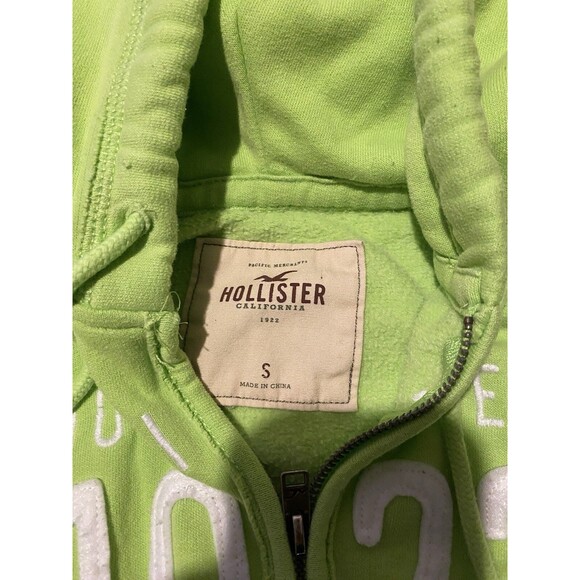 HOLLISTER Womens Lime Green Hoodie Jacket Sz Small - Picture 3 of 4